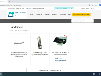 DES dental shop page